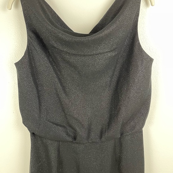 VIRGO II 60’s Black Sleeveless Glitter Midi Dress Size 8 - Picture 4 of 11